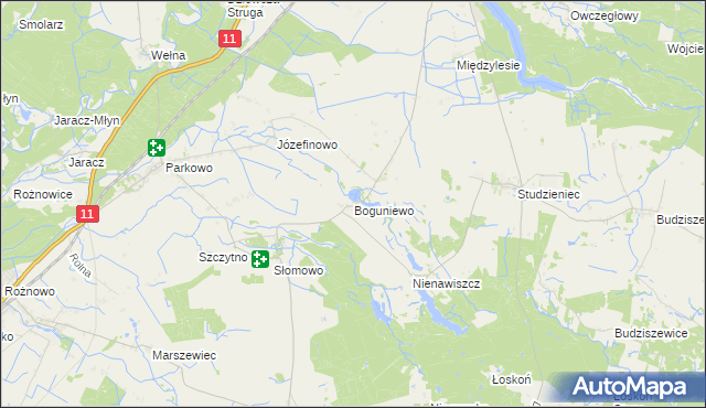 mapa Boguniewo, Boguniewo na mapie Targeo