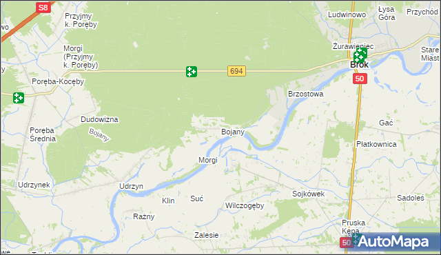 mapa Bojany, Bojany na mapie Targeo