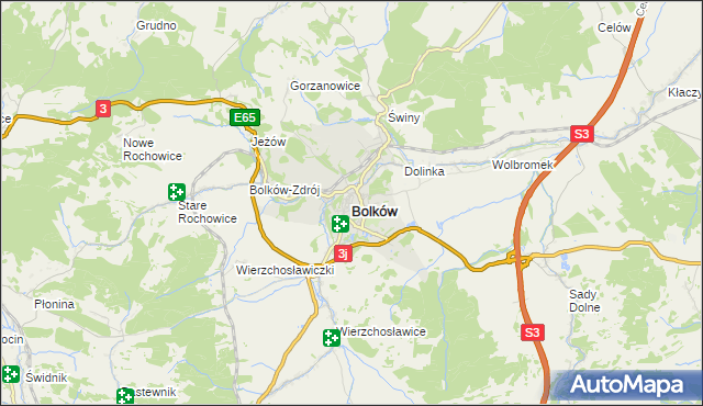 mapa Bolków powiat jaworski, Bolków powiat jaworski na mapie Targeo