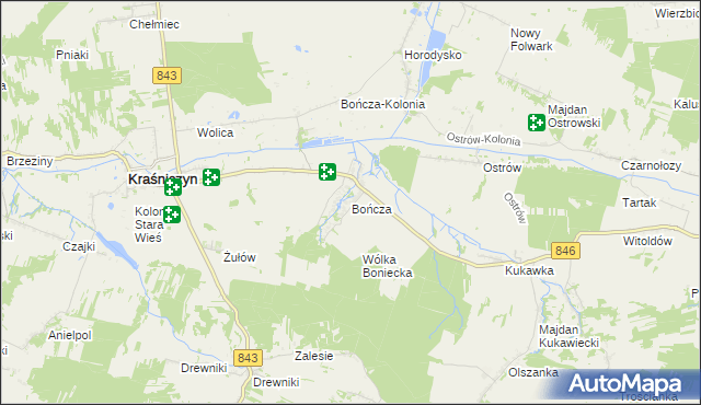 mapa Bończa gmina Kraśniczyn, Bończa gmina Kraśniczyn na mapie Targeo