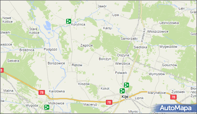 mapa Borczyn, Borczyn na mapie Targeo