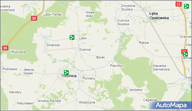 mapa Borek gmina Trzcinica, Borek gmina Trzcinica na mapie Targeo