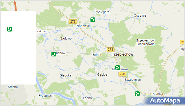 mapa Borek gmina Trzebiechów, Borek gmina Trzebiechów na mapie Targeo