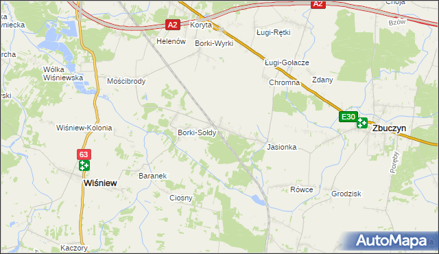 mapa Borki-Kosy, Borki-Kosy na mapie Targeo