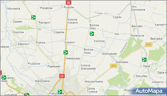 mapa Borków Nowy, Borków Nowy na mapie Targeo