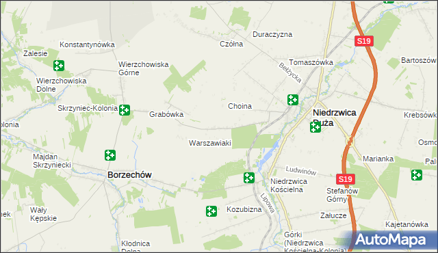 mapa Borkowizna gmina Niedrzwica Duża, Borkowizna gmina Niedrzwica Duża na mapie Targeo