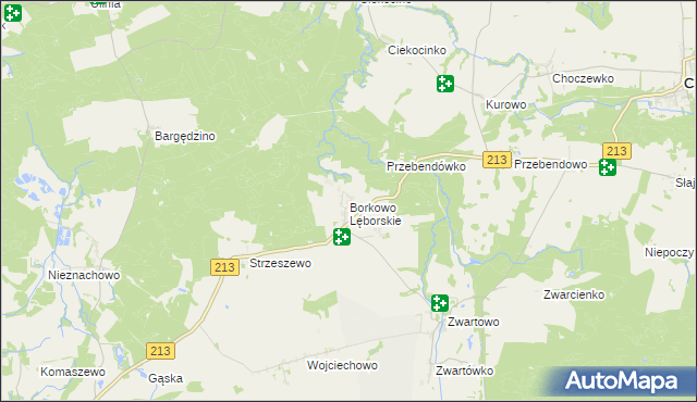 mapa Borkowo Lęborskie, Borkowo Lęborskie na mapie Targeo