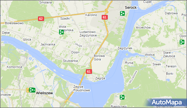mapa Borowa Góra gmina Serock, Borowa Góra gmina Serock na mapie Targeo