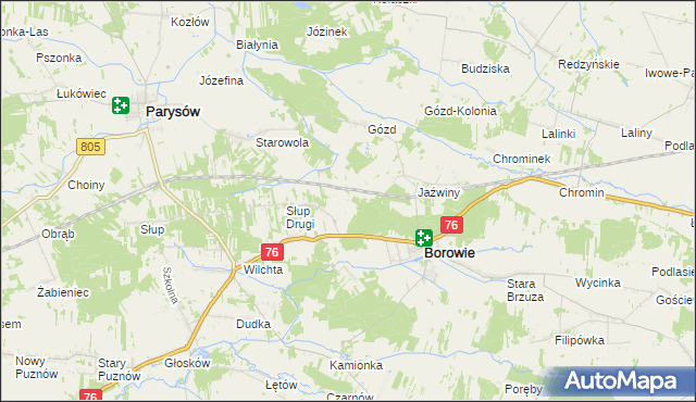 mapa Borowie-Kolonia, Borowie-Kolonia na mapie Targeo