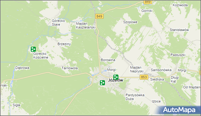 mapa Borowina gmina Józefów, Borowina gmina Józefów na mapie Targeo