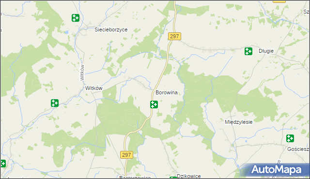 mapa Borowina gmina Szprotawa, Borowina gmina Szprotawa na mapie Targeo