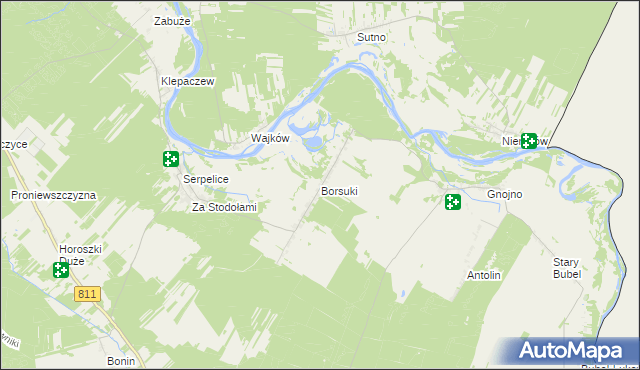 mapa Borsuki gmina Sarnaki, Borsuki gmina Sarnaki na mapie Targeo