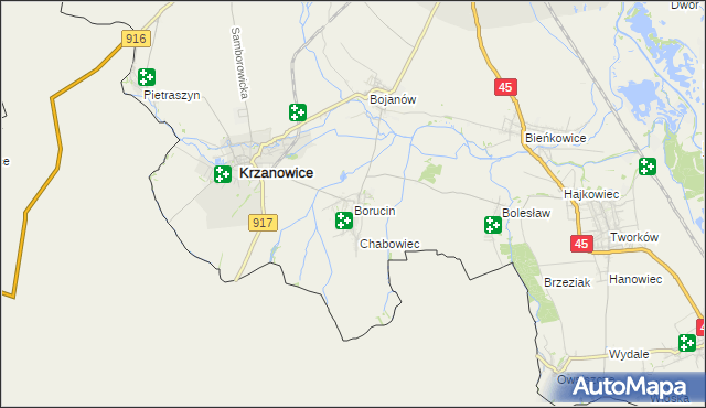 mapa Borucin gmina Krzanowice, Borucin gmina Krzanowice na mapie Targeo