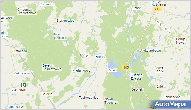 mapa Boruja, Boruja na mapie Targeo