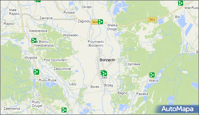 mapa Borzęcin powiat brzeski, Borzęcin powiat brzeski na mapie Targeo