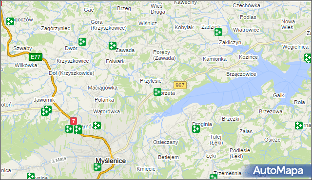 mapa Borzęta, Borzęta na mapie Targeo