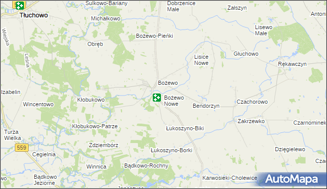 mapa Bożewo Nowe, Bożewo Nowe na mapie Targeo