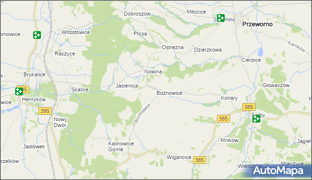 mapa Bożnowice, Bożnowice na mapie Targeo