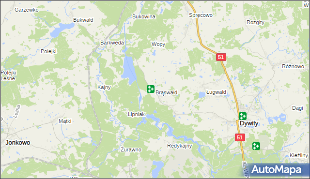 mapa Brąswałd, Brąswałd na mapie Targeo