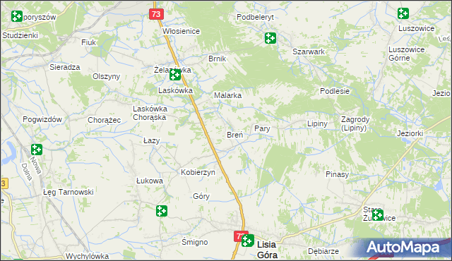 mapa Breń gmina Lisia Góra, Breń gmina Lisia Góra na mapie Targeo