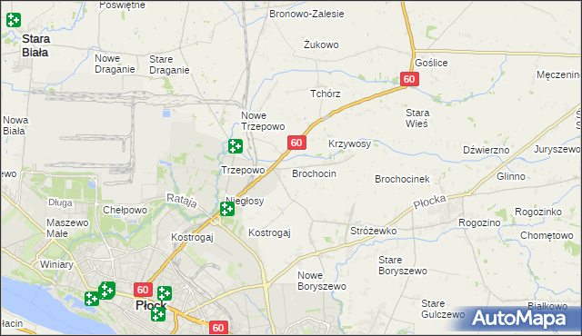 mapa Brochocin gmina Radzanowo, Brochocin gmina Radzanowo na mapie Targeo