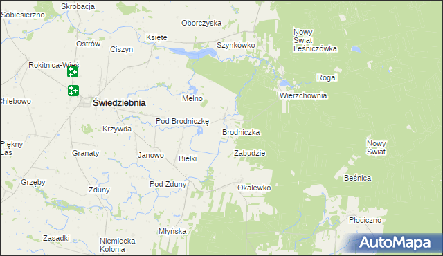 mapa Brodniczka gmina Świedziebnia, Brodniczka gmina Świedziebnia na mapie Targeo