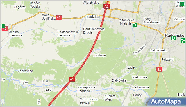 mapa Brodowe, Brodowe na mapie Targeo