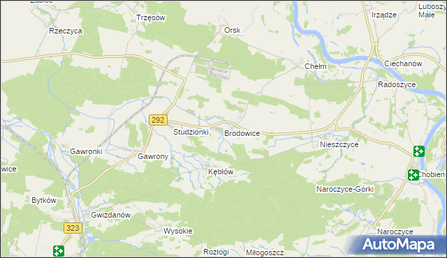 mapa Brodowice, Brodowice na mapie Targeo