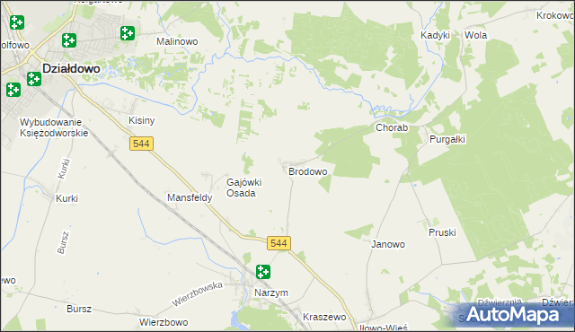 mapa Brodowo gmina Iłowo-Osada, Brodowo gmina Iłowo-Osada na mapie Targeo