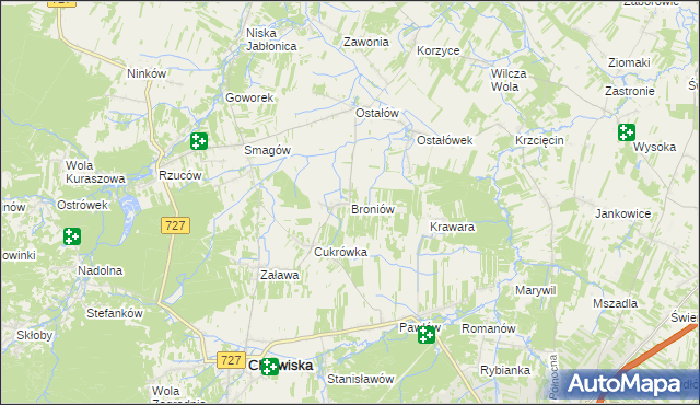 mapa Broniów, Broniów na mapie Targeo