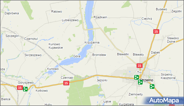 mapa Bronisław gmina Strzelno, Bronisław gmina Strzelno na mapie Targeo