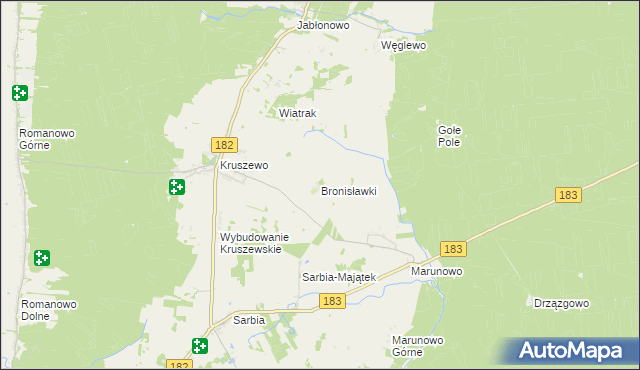 mapa Bronisławki gmina Ujście, Bronisławki gmina Ujście na mapie Targeo