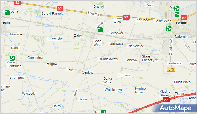 mapa Bronisławów gmina Baranów, Bronisławów gmina Baranów na mapie Targeo