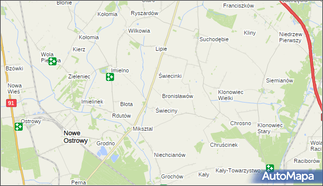 mapa Bronisławów gmina Łanięta, Bronisławów gmina Łanięta na mapie Targeo