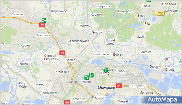 mapa Broszkowice, Broszkowice na mapie Targeo