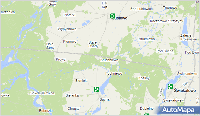 mapa Bruchniewo, Bruchniewo na mapie Targeo