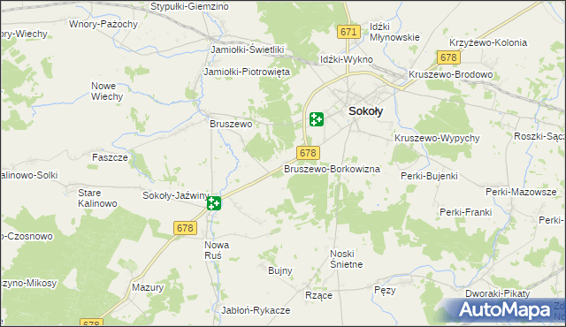 mapa Bruszewo-Borkowizna, Bruszewo-Borkowizna na mapie Targeo