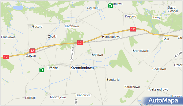 mapa Brylewo gmina Krzemieniewo, Brylewo gmina Krzemieniewo na mapie Targeo