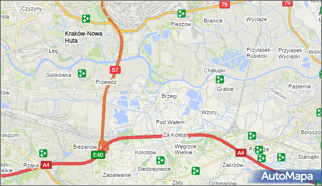 mapa Brzegi gmina Wieliczka, Brzegi gmina Wieliczka na mapie Targeo