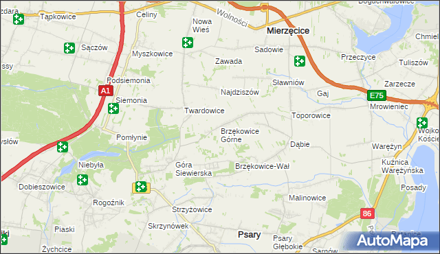 mapa Brzękowice Górne, Brzękowice Górne na mapie Targeo