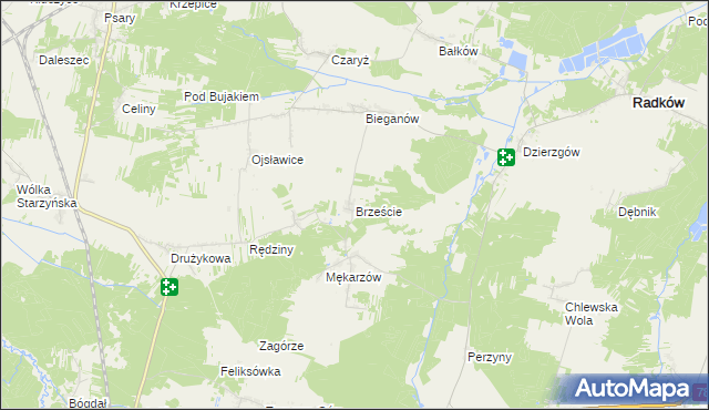 mapa Brzeście gmina Radków, Brzeście gmina Radków na mapie Targeo