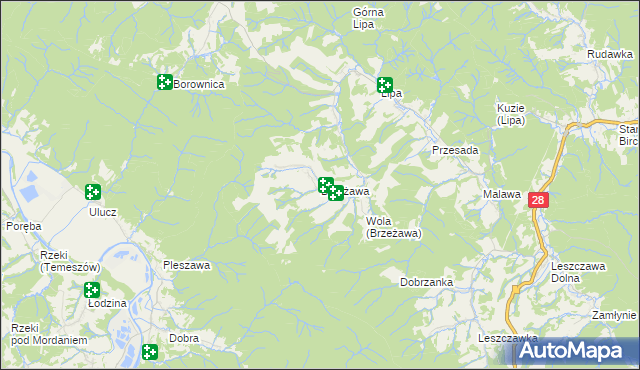 mapa Brzeżawa, Brzeżawa na mapie Targeo