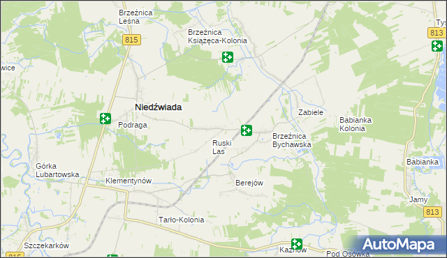 mapa Brzeźnica Bychawska-Kolonia, Brzeźnica Bychawska-Kolonia na mapie Targeo