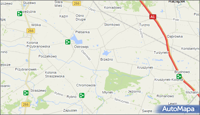 mapa Brzeźno gmina Koneck, Brzeźno gmina Koneck na mapie Targeo