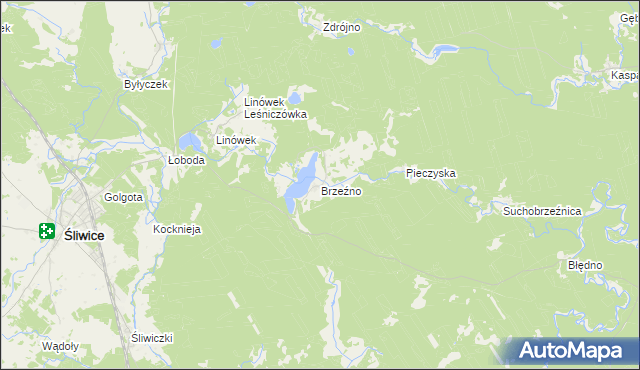 mapa Brzeźno gmina Śliwice, Brzeźno gmina Śliwice na mapie Targeo