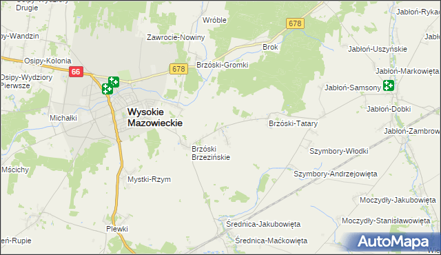 mapa Brzóski Stare, Brzóski Stare na mapie Targeo