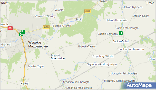 mapa Brzóski-Tatary, Brzóski-Tatary na mapie Targeo