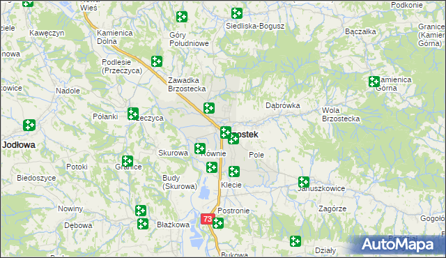 mapa Brzostek powiat dębicki, Brzostek powiat dębicki na mapie Targeo