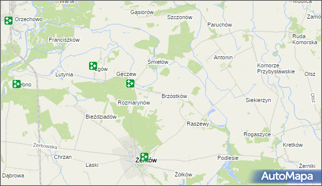 mapa Brzóstków, Brzóstków na mapie Targeo