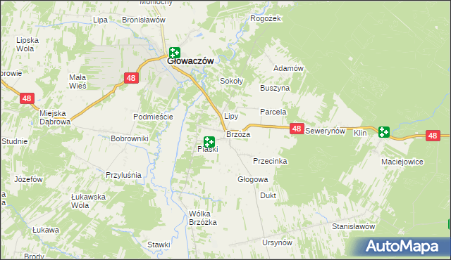 mapa Brzóza, Brzóza na mapie Targeo